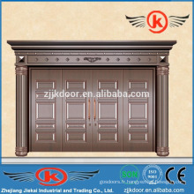 JK-C9014 villa porte principale porte en cuivre avec quatre panneaux décoratifs